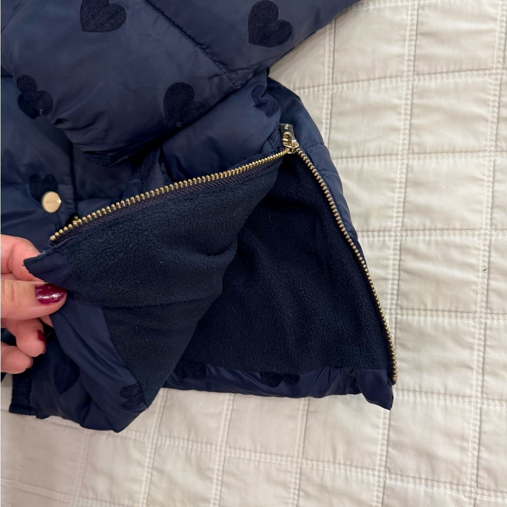 Jacadi Navy Heart Patterned Puffer Coat - Picture 9 of 14